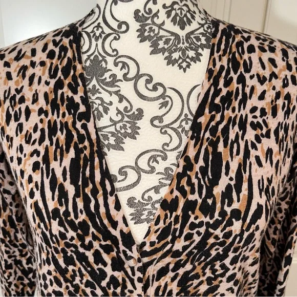 ZARA soft fine knit leopard print 3/4 sleeve cardigan women's size large - Picture 3 of 7